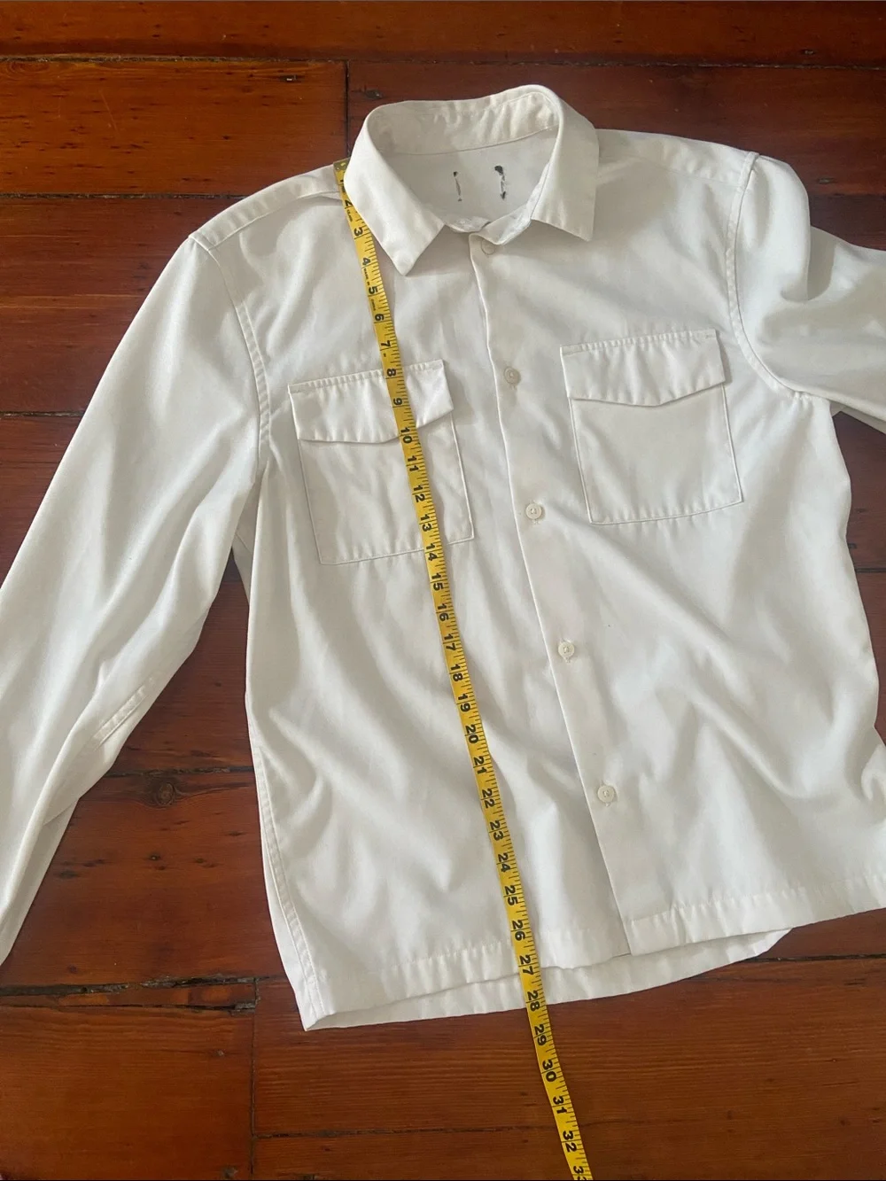 Men's Casual Button-Up Jacket Shirt - White Cream Men’s Med-Large Unbranded